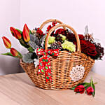 Basket Of Beautiful Flowers