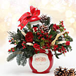 Xmas Flower Arrangement in Santa Pot