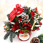 Xmas Flower Arrangement in Santa Pot