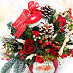 Xmas Flower Arrangement in Santa Pot