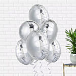 Helium Filled 6 Silver Foil Balloons