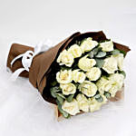 Serene 20 White Rose Bouquet with Vase