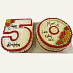 50th Birthday Flowers Decked Red Velvet Cake