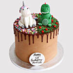 Dinosaur and Unicorn Red Velvet Cake