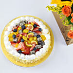 Sugar Free 8 Portions Fruit Cake with Flowers