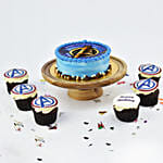 Avengers Logo Birthday Chocolate Cake and Cupcakes