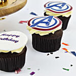 Avengers Logo Birthday Chocolate Cake and Cupcakes