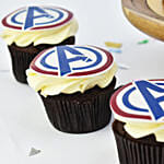 Avengers Logo Birthday Chocolate Cake and Cupcakes