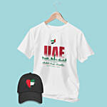 UAE Black Cap N White T Shirt S