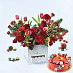 Grand Christmas Wishes Flowers with Cake