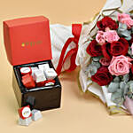 Red and Pink Roses Beauty Bouquet With Chocolates