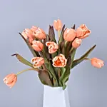 Premium Salmon Parrot Tulip in Vase Arrangement