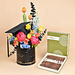 Graduation Hat Box Flowers and Chocolates