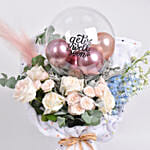 Get Well Soon Flowers n Balloon Bouquet