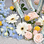 Flowers and Money Best Wishes Arrangement