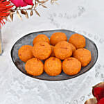 Happy Diwali Flowers and Motichoor Ladoo