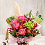 Merry and Bright Christmas Flowers Arrangement