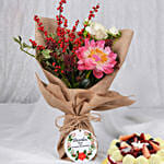 December Birthday Flowers Bouquet and Cake