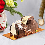 White Santa Flowers With Log Cake