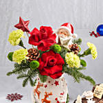 White Santa Flowers With Log Cake