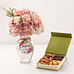 January Birthday Wish Flowers Vase And Sweet Box