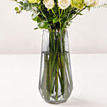 Carnation And Rose In White Vase