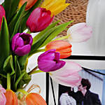 Multicolor Tulips with Photo Frame