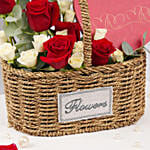 Roses Basket with Heart Shape Chocolate Box