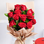 Love Expression 12 Roses Bouquet With Chocolate Cake