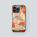 Iphone 14 Case With Personalised Name And Leaf Pattern