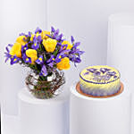 IRIS Flowers and Birthday Chocolate Cake