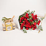 Baby Roses Bouquet with Ferrero Rocher Chocolate