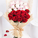 Valentine 12 Pink 12 Red Rose Bouquet