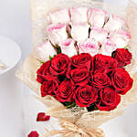 Valentine 12 Pink 12 Red Rose Bouquet