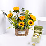 Sunflower Shine Basket And Chocolate