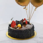 6 Golden Foil Balloons & Chocolate Cake