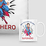 Superhero Caricature Cushion And Mug For Dad