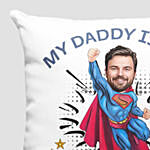 Superhero Caricature Cushion And Mug For Dad