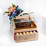 Premium Box Of Fudge Cake Flowers And Chocolates