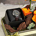 Police Grey Dial Watch For Him With Orange Floral Accents