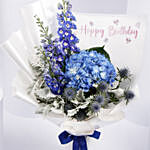 Birthday Wishes Blue Flowers Bouquet