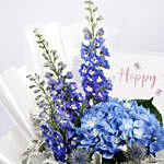 Birthday Wishes Blue Flowers Bouquet