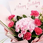 Birthday Wishes Pink Flowers Bouquet