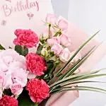 Birthday Wishes Pink Flowers Bouquet