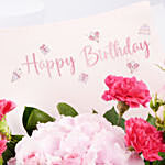 Birthday Wishes Pink Flowers Bouquet