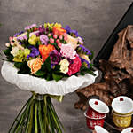 Gift Set Of 12 Khaizaran Arabic Coffee Cups With Flower Bouquet