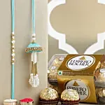 Enchanted Stone Work Lumba Pearl Rakhi Set With Choco Combo