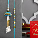 Enchanted Stone Work Lumba Pearl Rakhi Set With Choco Combo