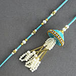 Enchanted Stone Work Lumba Pearl Rakhi Set With Choco Combo