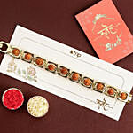 Glamorous Gold Embellished Rudraksh Rakhi N Kaju Delights